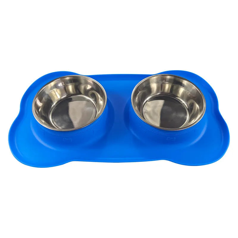 Purrfect Pet Kingdom® - Large Silicone Pet Bowl Double Dog Bowl Stainless Steel - Bowls