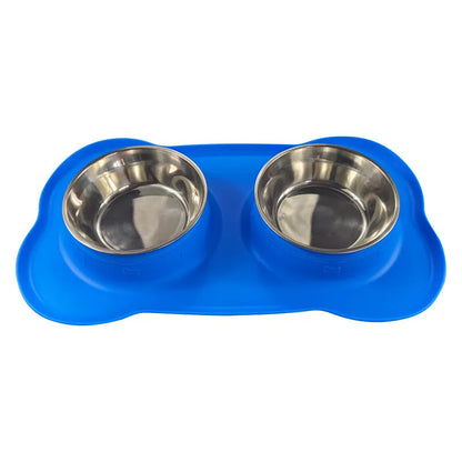 Purrfect Pet Kingdom® - Large Silicone Pet Bowl Double Dog Bowl Stainless Steel - Bowls