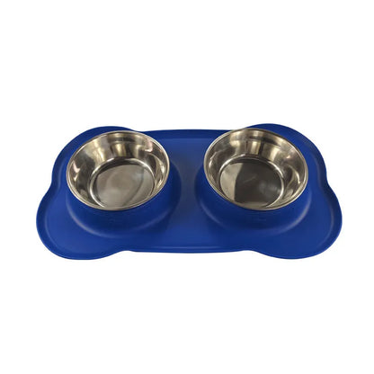 Purrfect Pet Kingdom® - Large Silicone Pet Bowl Double Dog Bowl Stainless Steel - Bowls