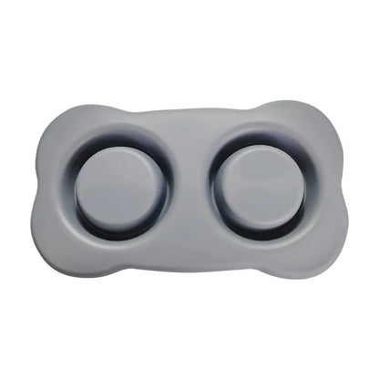 Purrfect Pet Kingdom® - Large Silicone Pet Bowl Double Dog Bowl Stainless Steel - Bowls