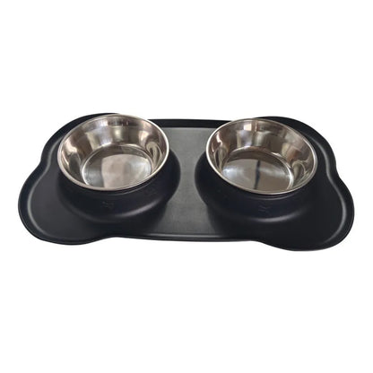 Purrfect Pet Kingdom® - Large Silicone Pet Bowl Double Dog Bowl Stainless Steel - Bowls