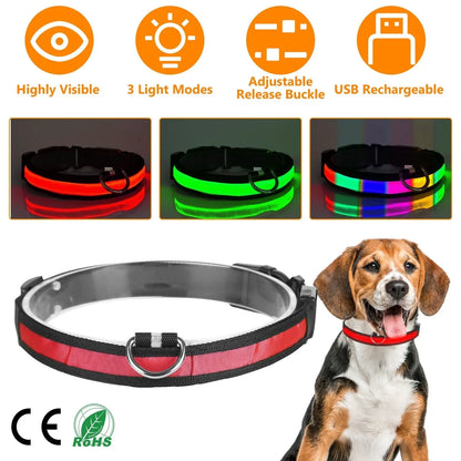 Purrfect Pet Kingdom® - LED Dog Collar USB Rechargeable Adjustable Dog Safety Collar