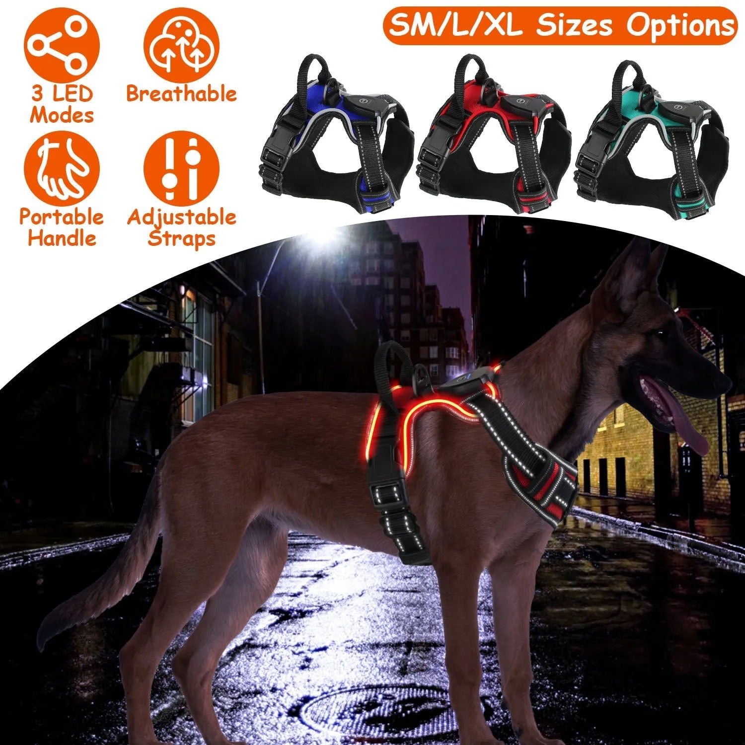 Purrfect Pet Kingdom® - Light Up Dog Harness Rechargeable LED Dog Harness No Pull - Dog Harness