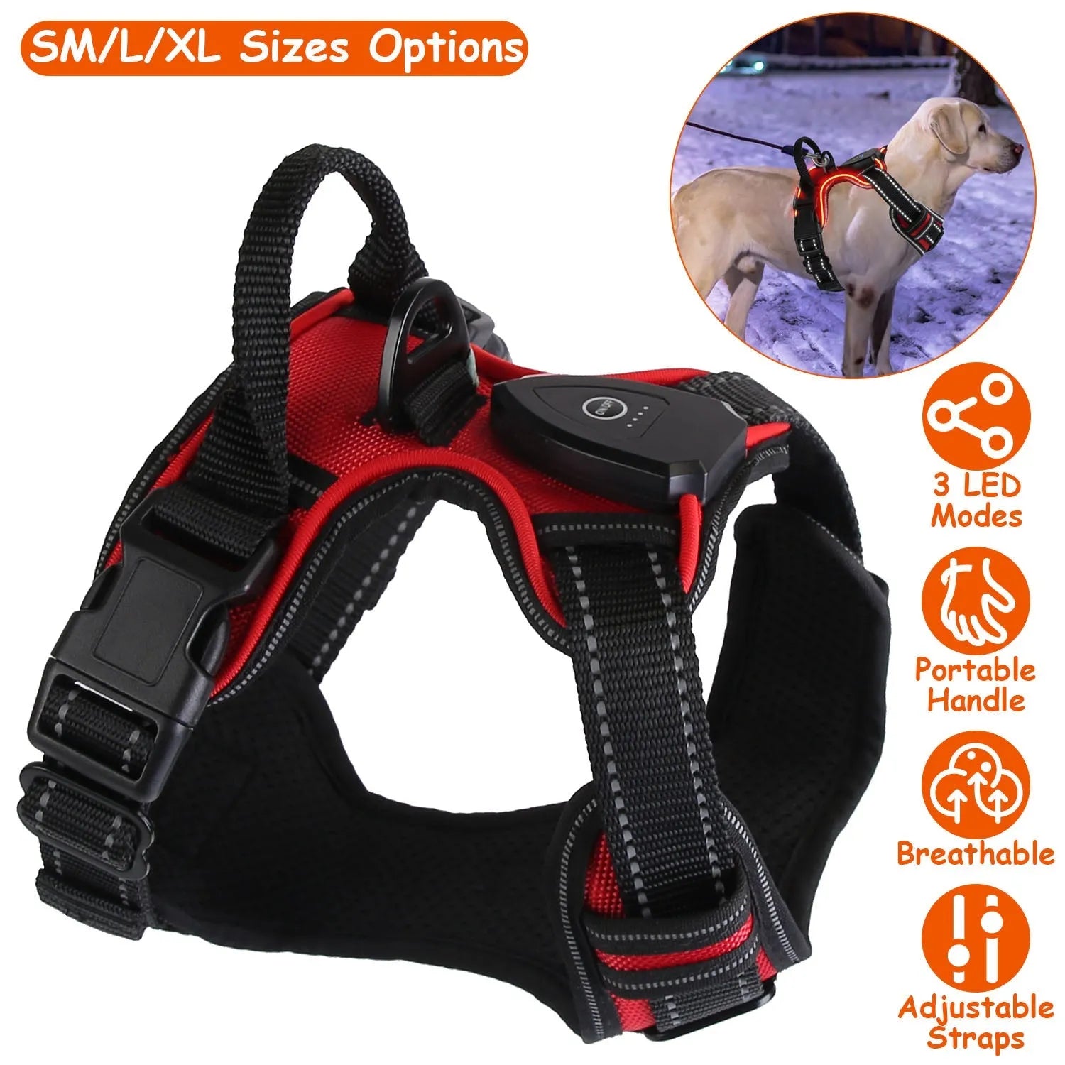 Purrfect Pet Kingdom® - Light Up Dog Harness Rechargeable LED Dog Harness No Pull - Dog Harness
