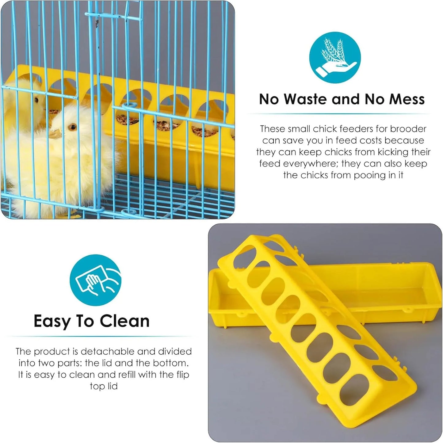 Purrfect Pet Kingdom - Little Giant Flip-Top Poultry Ground Feeder 20-Inch, Yellow 2-Pack - Bird Cage Water Dishes