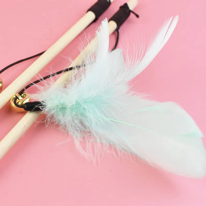 Purrfect Pet Kingdom® - Log Wooden Pole Vine Bal Bell Feather Cat Teaser Stick - Cat Toys