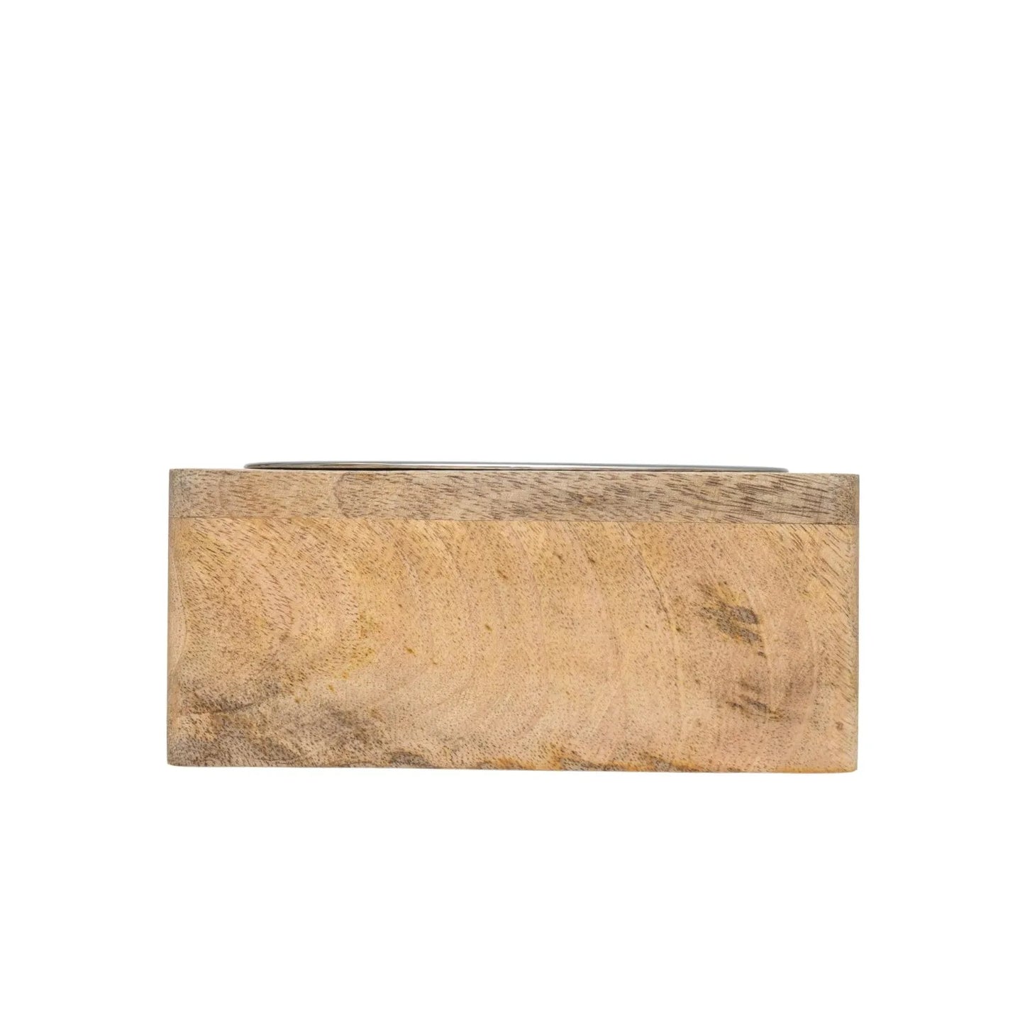 Purrfect Pet Kingdom Country Living Mango Wood Dog Bowl with stainless steel interior, perfect for dogs, priced at $21.99.