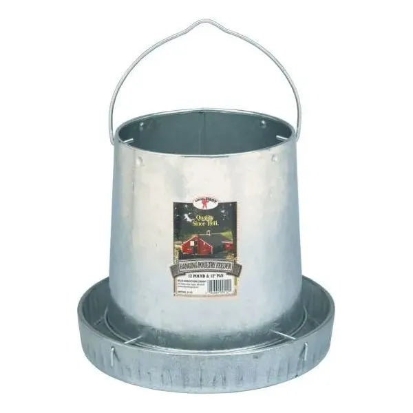 Purrfect Pet Kingdom - Miller Galvanized Hanging Chicken Feeder 12 lb Metal Poultry Feed Dispenser - Bird Cage Water Dishes