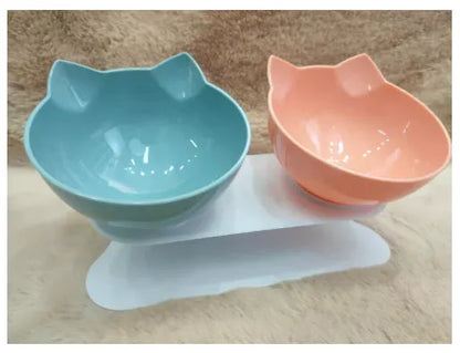 Purrfect Pet Kingdom® - New Inclined Food Cat Ear Oblique Mouth Transparent Single - Bowls
