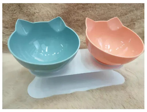 Purrfect Pet Kingdom® - New Inclined Food Cat Ear Oblique Mouth Transparent Single - Bowls