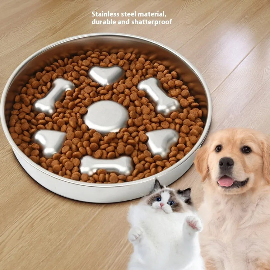 Purrfect Pet Kingdom® - Non-slip Anti-choke 304 Stainless Steel Pet Slow Feeding - Slow Feeder Bowls