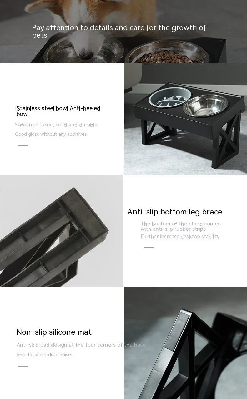 Purrfect Pet Kingdom® - Pet Adjustable Elevated Stainless Steel Vertical Anti-choke - 0