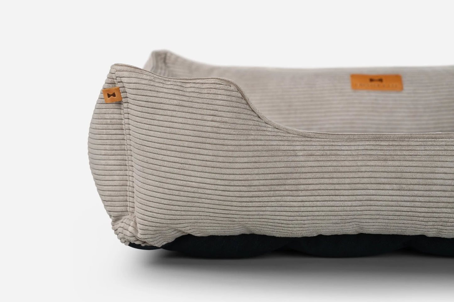 Purrfect Pet Kingdom - Pet Bed Fancy Corduroy Sleeper Taupe Bolster - Bolster Beds