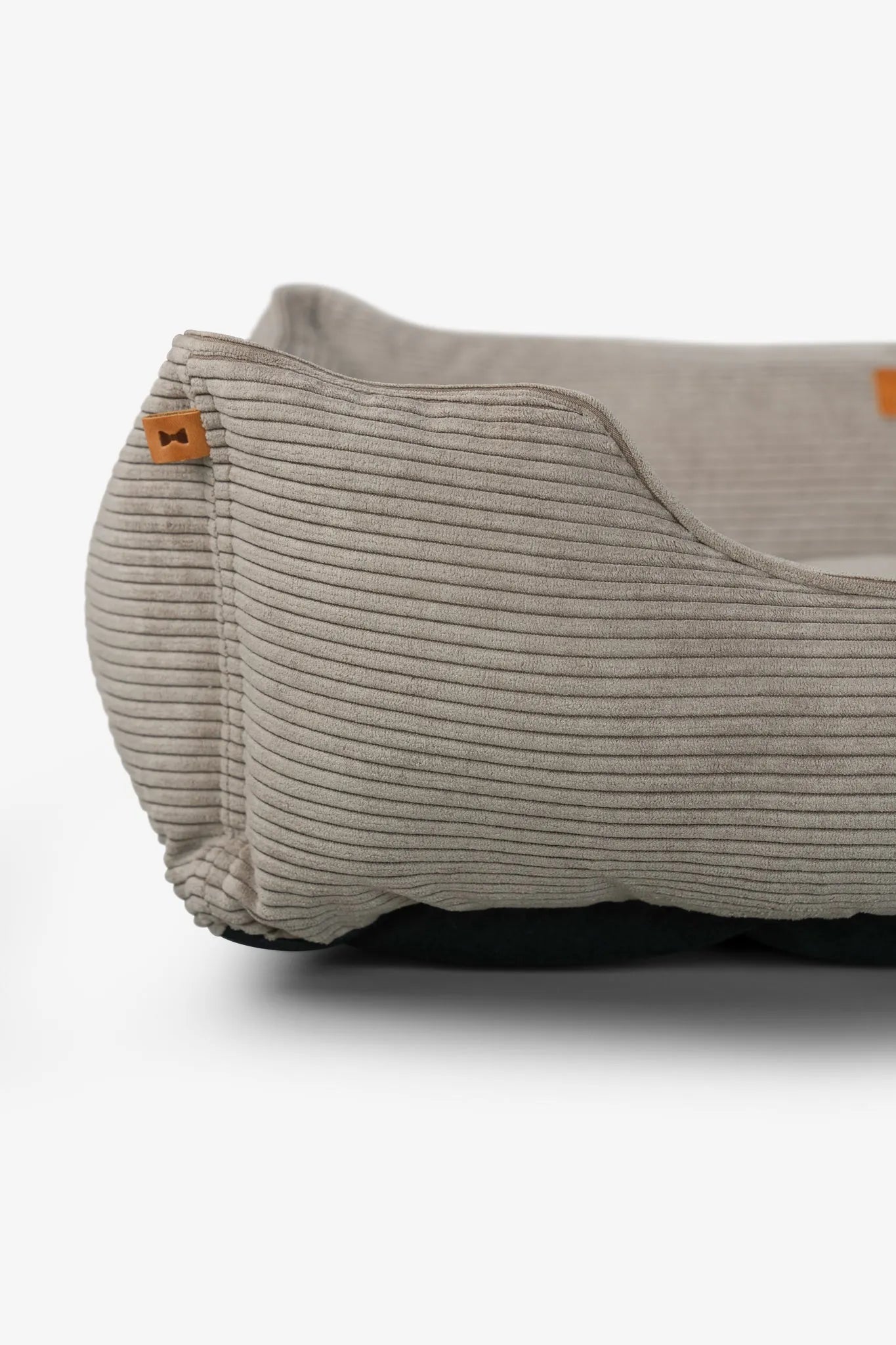 Purrfect Pet Kingdom - Pet Bed Fancy Corduroy Sleeper Taupe Bolster - Bolster Beds