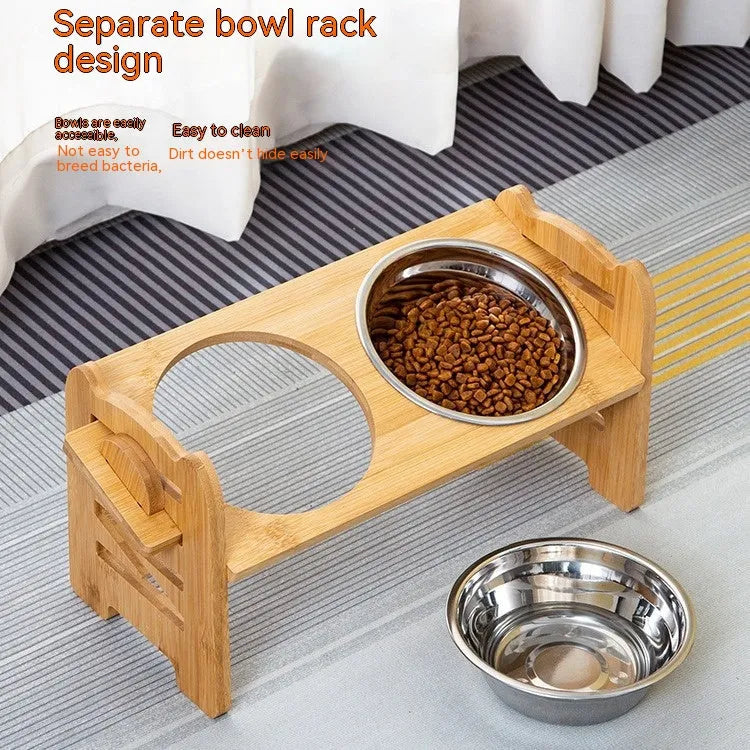 Purrfect Pet Kingdom® - Pet Cat Food Double Bowl Bracket Stainless Steel Dining - Bowls