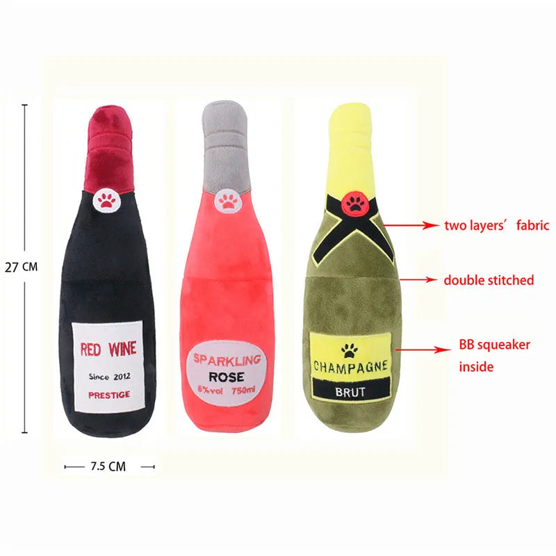 Purrfect Pet Kingdom® - Pet Cats And Dogs Vocal Toys Plush Wine Bottle Chewing Teeth - Cat Toys