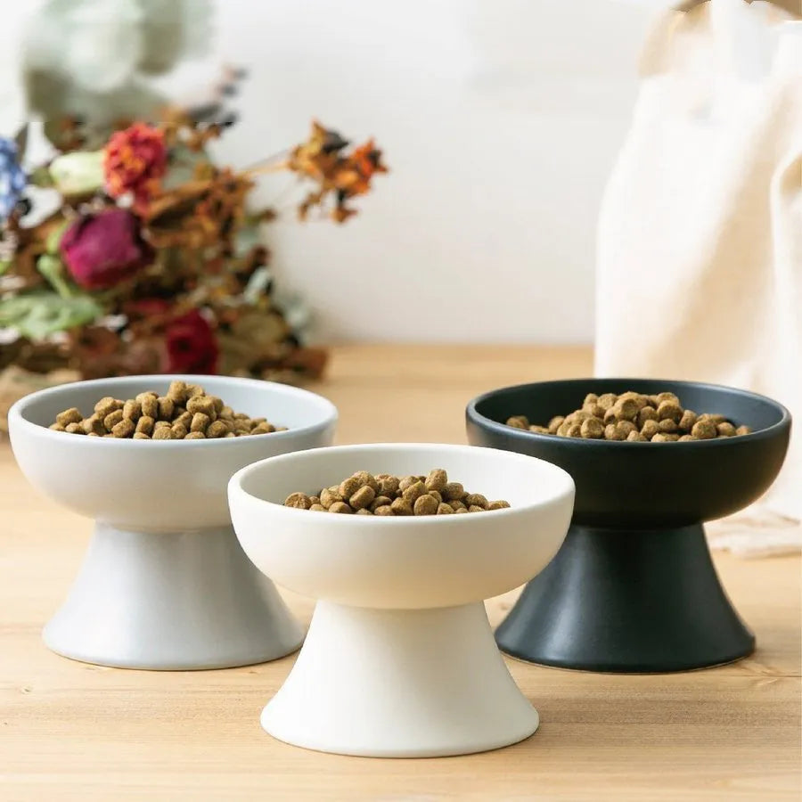 Purrfect Pet Kingdom® - Pet Ceramic Bowl Japanese Style Tall Cat Protects Cervical - Bowls