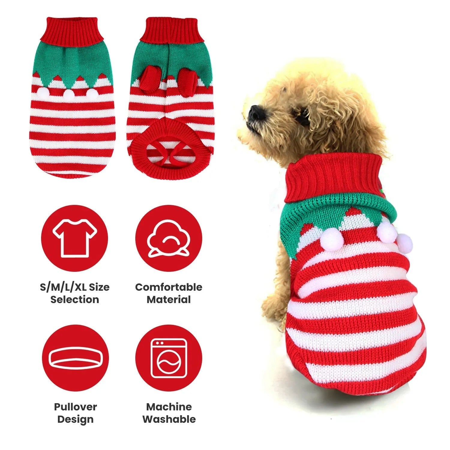 Purrfect Pet Kingdom® - Pet Christmas Turtleneck Sweater Dog Cat Christmas Clothes - Pet Sweaters