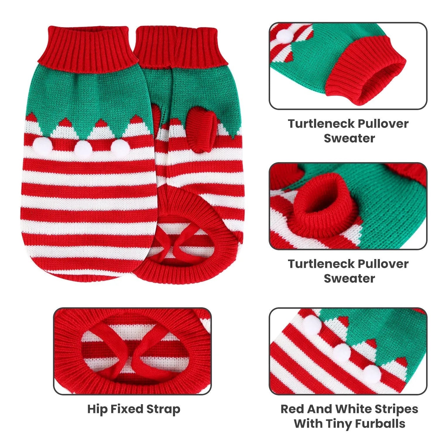 Purrfect Pet Kingdom® - Pet Christmas Turtleneck Sweater Dog Cat Christmas Clothes - Pet Sweaters