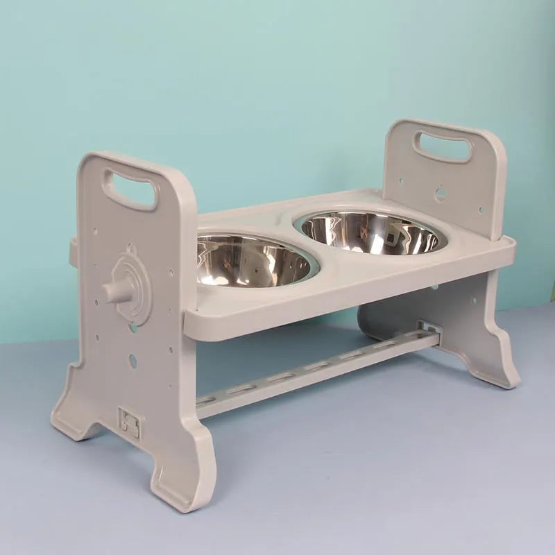 Purrfect Pet Kingdom® - Pet Dining-table Ceramic Stainless Steel Double Bowl Height - Bowls