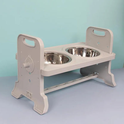 Purrfect Pet Kingdom® - Pet Dining-table Ceramic Stainless Steel Double Bowl Height - Bowls