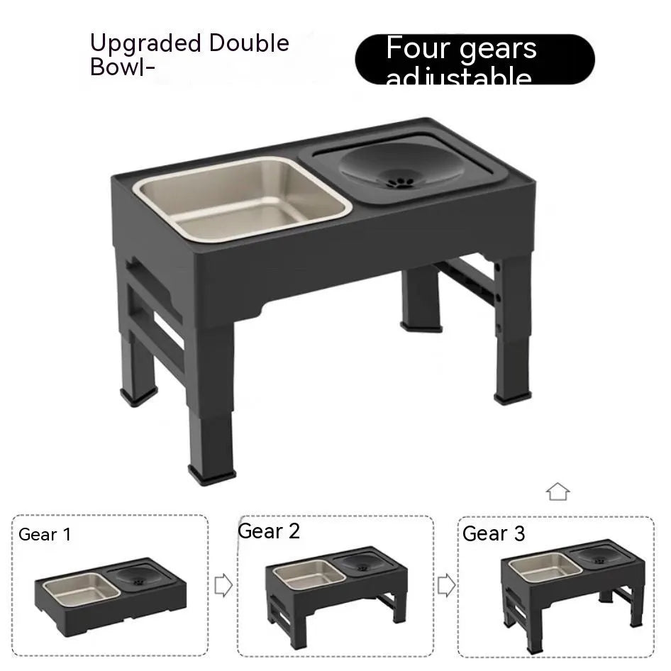 Purrfect Pet Kingdom® - Pet Dining-table Ceramic Stainless Steel Double Bowl Height - Bowls