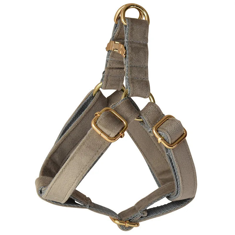 Purrfect Pet Kingdom® - Pet Dog Flannel Gold Buckle Chest Strap - Dog Harness