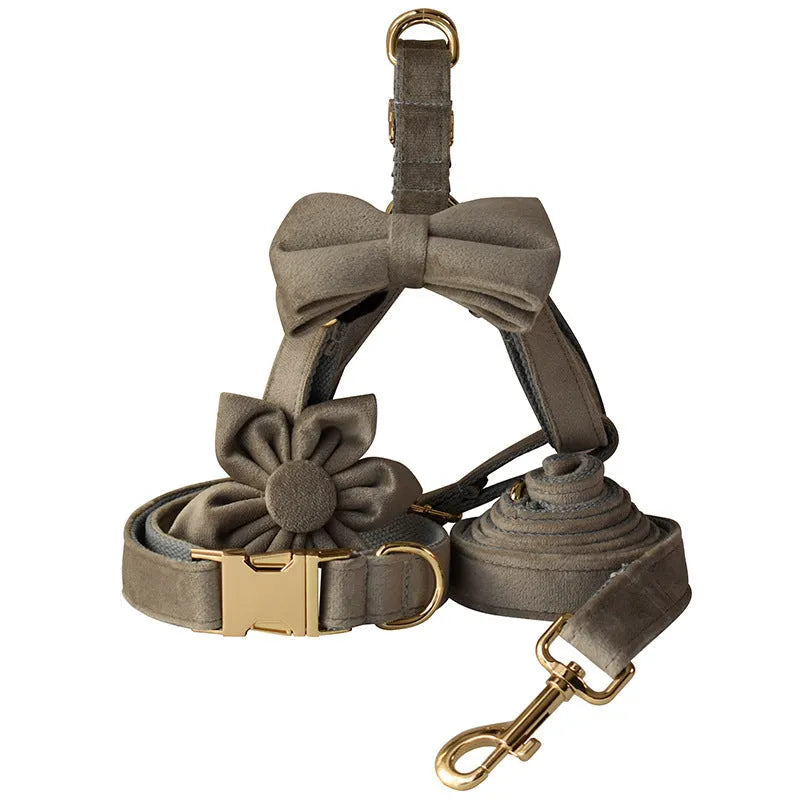 Purrfect Pet Kingdom® - Pet Dog Flannel Gold Buckle Chest Strap - 0