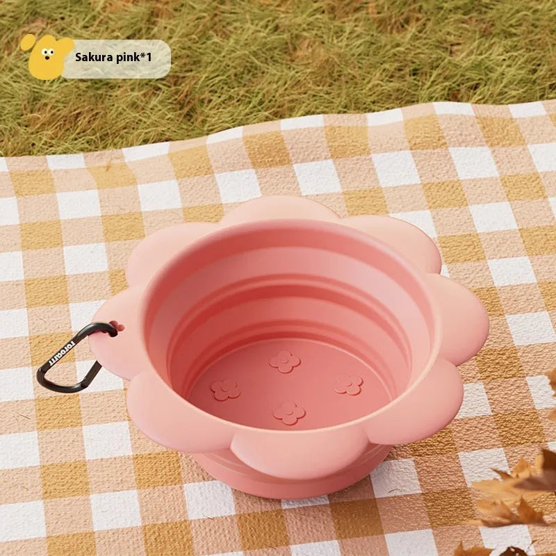 Purrfect Pet Kingdom® - Pet Flower Folding Bowl Silicone Outdoor Portable Drinking - Dog Travel Bowls