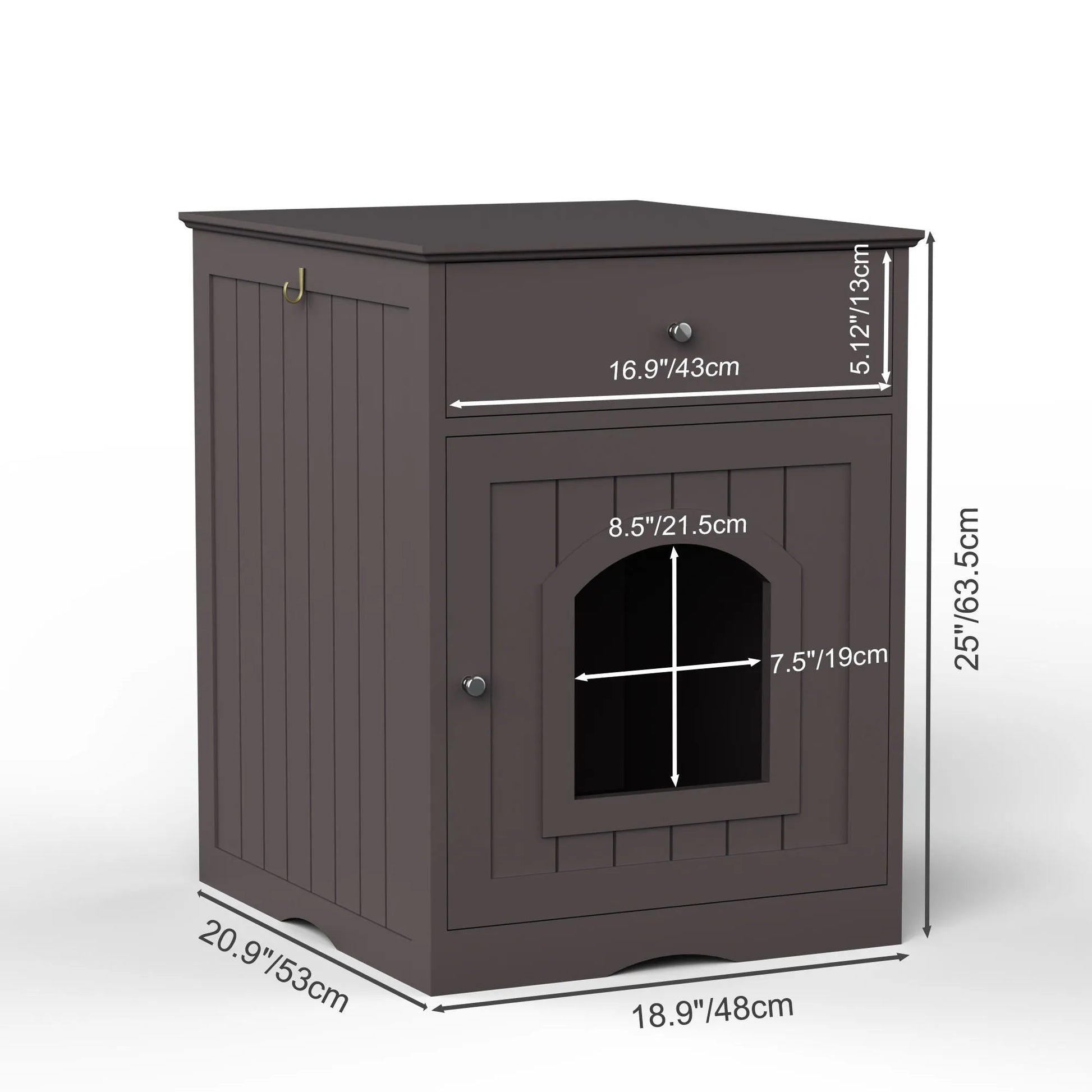 Purrfect Pet Kingdom® - Pet House Cat Litter Box Enclosure With Drawer, Side Table - Litter Boxes
