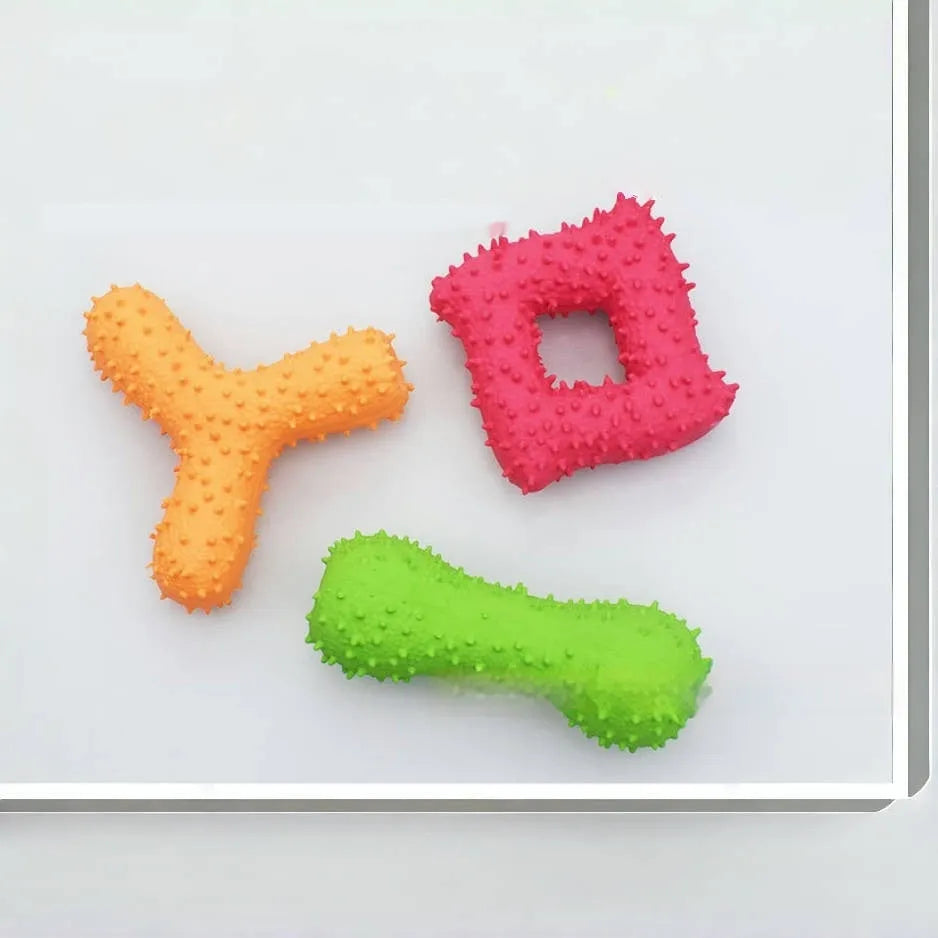 Purrfect Pet Kingdom® - Pet Latex Toys Barbed Bone Sound Toy Tooth Cleaning - 0