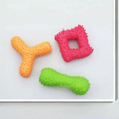 Purrfect Pet Kingdom® - Pet Latex Toys Barbed Bone Sound Toy Tooth Cleaning - 0