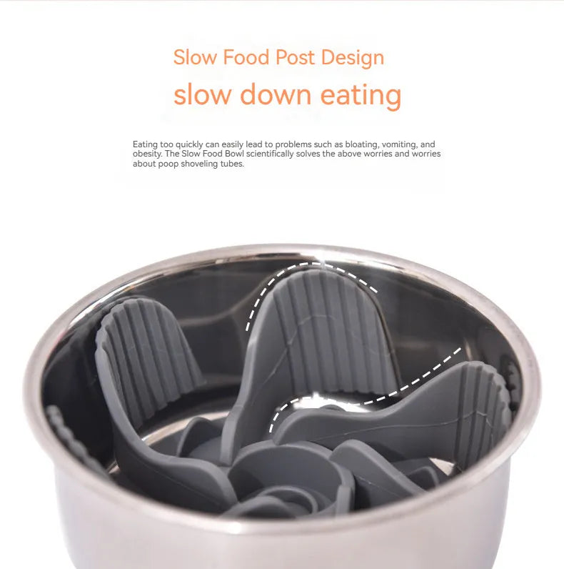 Purrfect Pet Kingdom® - Pet Rotating Cutting Slow Food Plate Stainless Steel - Slow Feeder Bowls