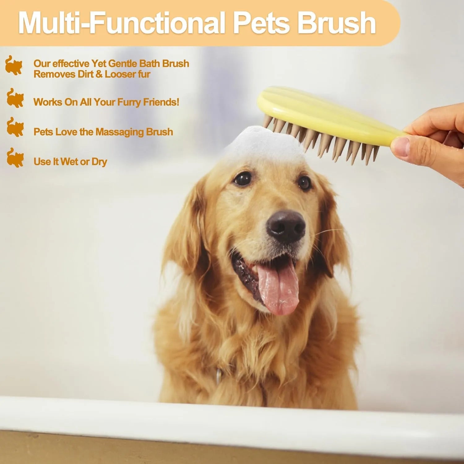 Purrfect Pet Kingdom® - Pet Silicone Shampoo Brush For Long Short Hair Dogs Cats - Brushes