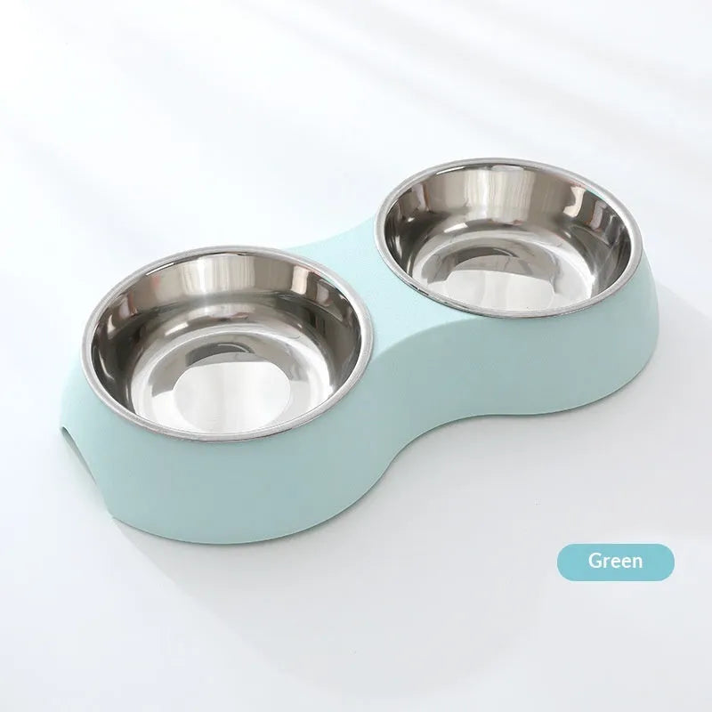 Purrfect Pet Kingdom® - Pet Stainless Steel Double Bowl Dog Feeder In Macaron Colors - 0