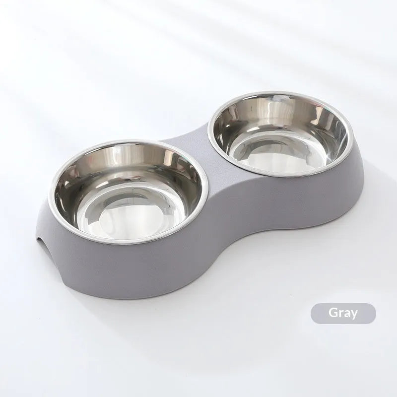 Purrfect Pet Kingdom® - Pet Stainless Steel Double Bowl Dog Feeder In Macaron Colors - 0