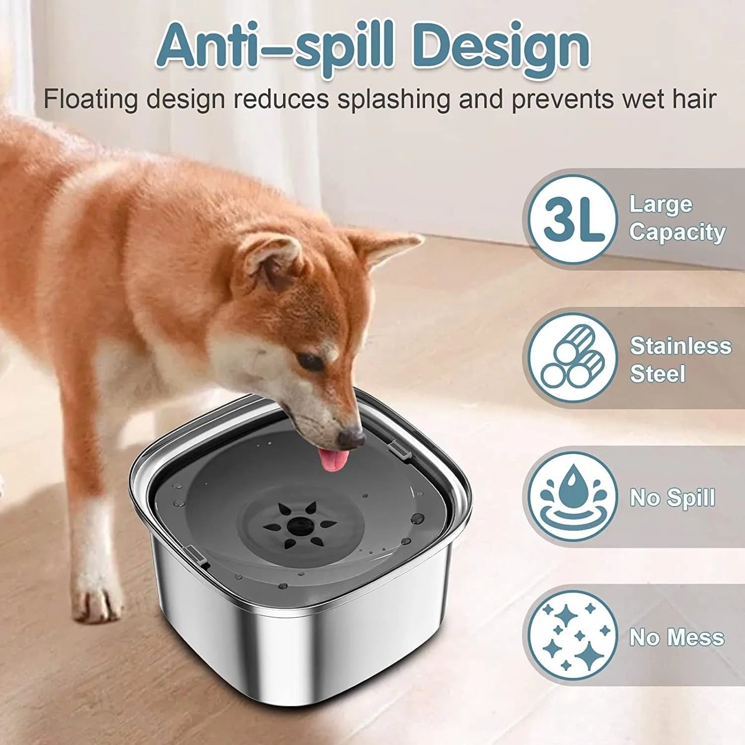 Purrfect Pet Kingdom® - Pet Stainless Steel Water Bowl Large Capacity Floating - Water Dispensers