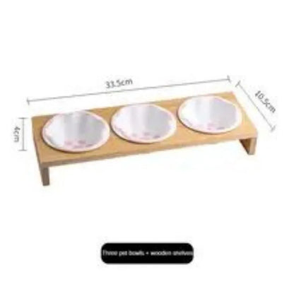 Purrfect Pet Kingdom® - Pet Supplies Bamboo Frame Hand Colored Ceramic Protection - Bowls