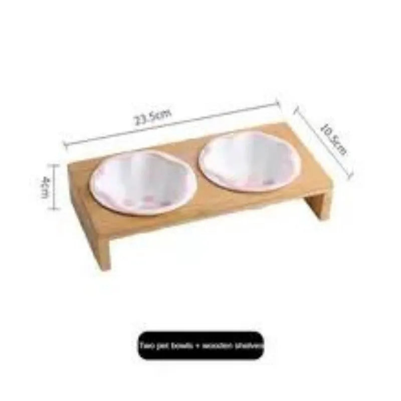 Purrfect Pet Kingdom® - Pet Supplies Bamboo Frame Hand Colored Ceramic Protection - Bowls
