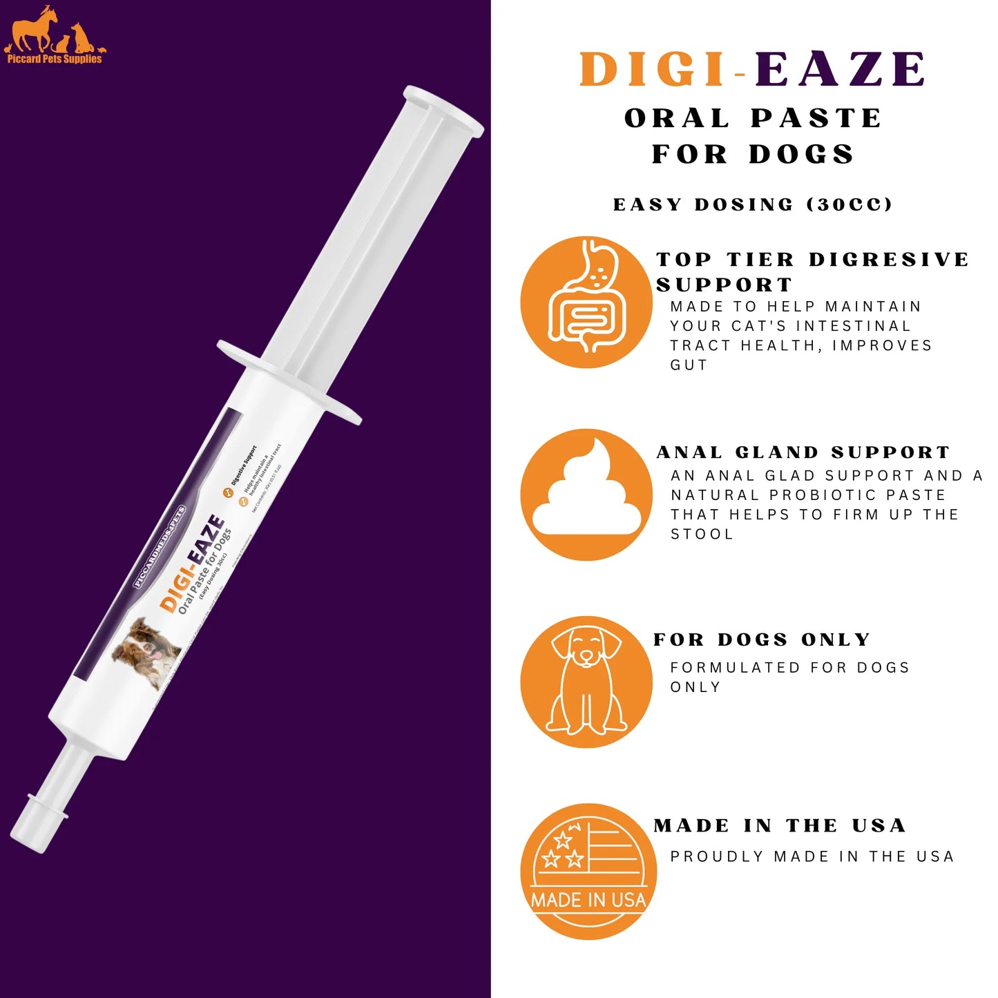 Purrfect Pet Kingdom - Piccardmeds4pets Digi-Eaze Probiotic Paste for Dogs Easy Dosing 30cc + FREE Bandana! - Pet Health