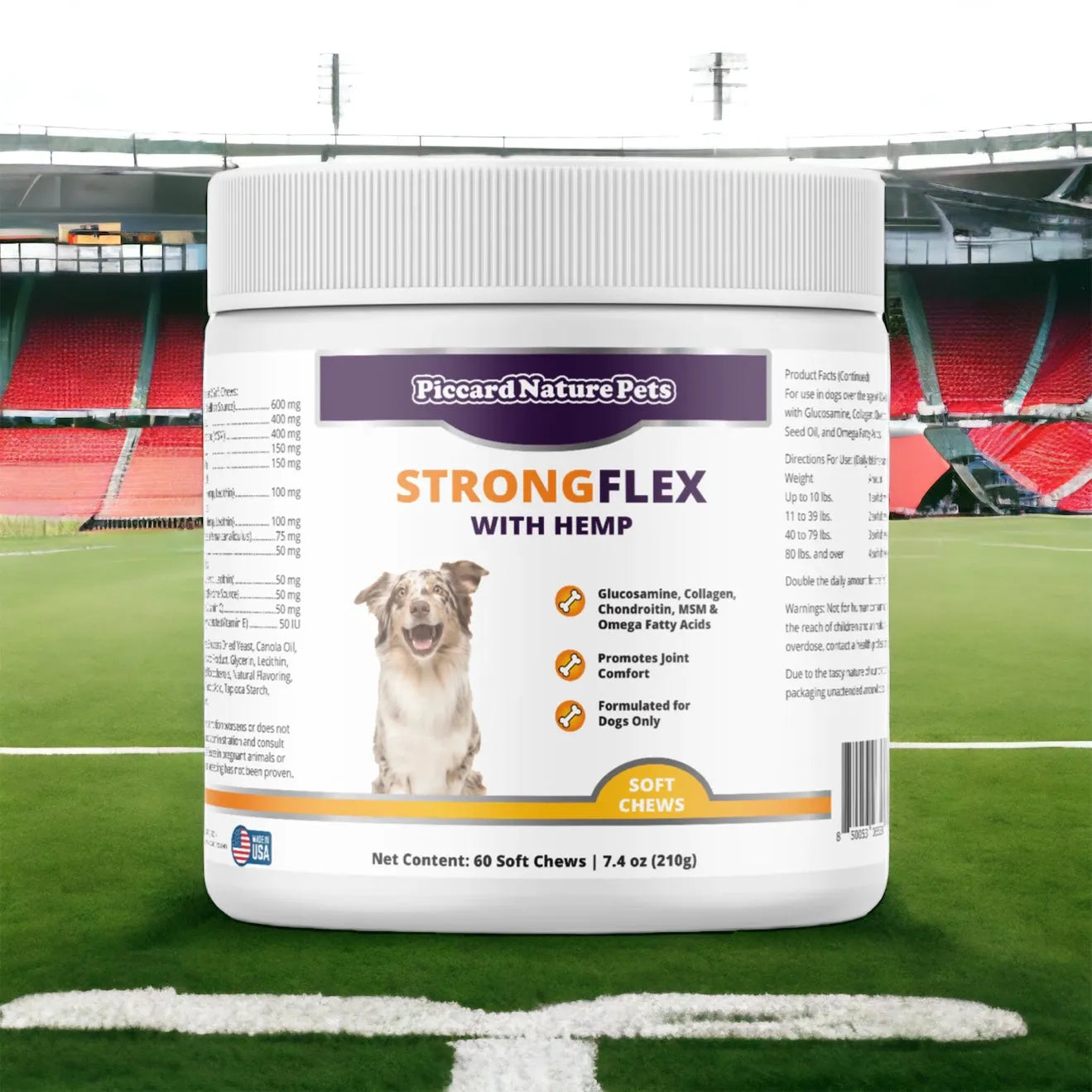 Purrfect Pet Kingdom - PiccardNaturePets StrongFlex with Hemp Joint Support for Dogs 60Chews + FREE Bandana! - Pet Health