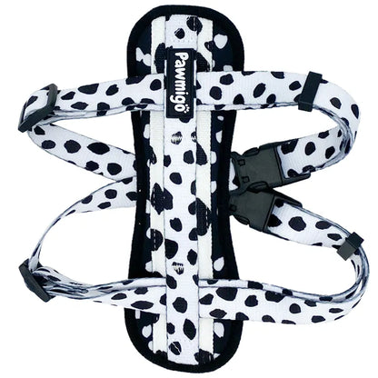 Polka Dog X-Fit Harness Premium Lightweight Adjustable Vest in black and white dalmatian print by Purrfect Pet Kingdom.
