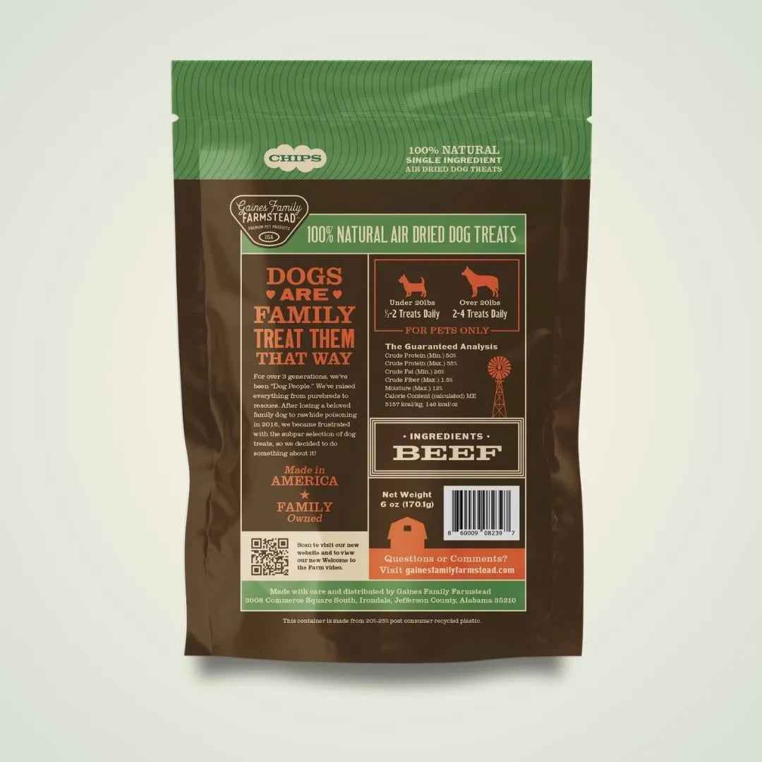 Purrfect Pet Kingdom - Premium All-Natural Beef Chips Healthy Dog Treats 6oz Pack - Dog Treats