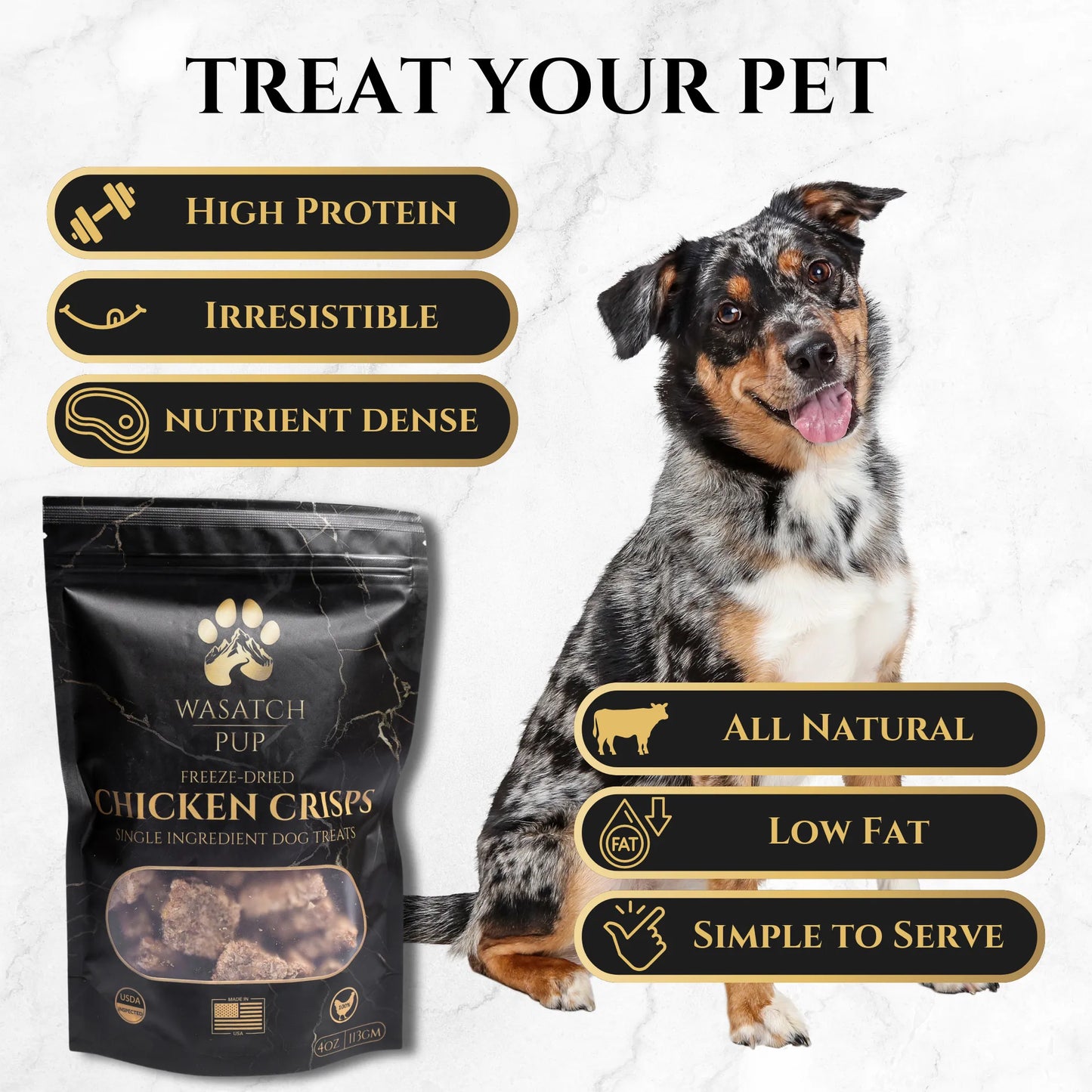 Purrfect Pet Kingdom® - Premium Freeze-Dried Chicken Dog Treat Crisps 6oz Healthy Snak - Dog Treats