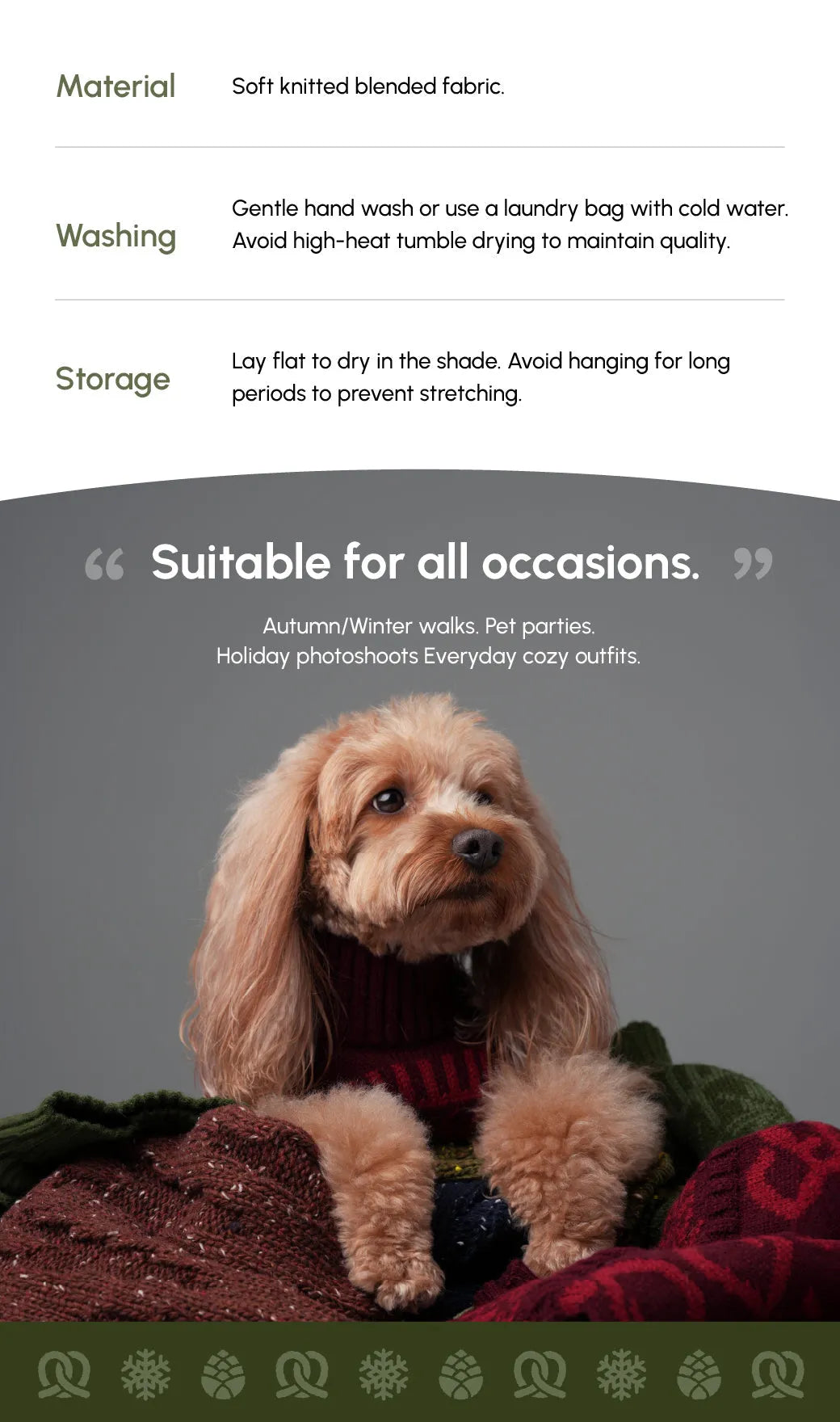 Purrfect Pet Kingdom® - Pretzel Pet Sweater - Olive Green - Pet Sweaters