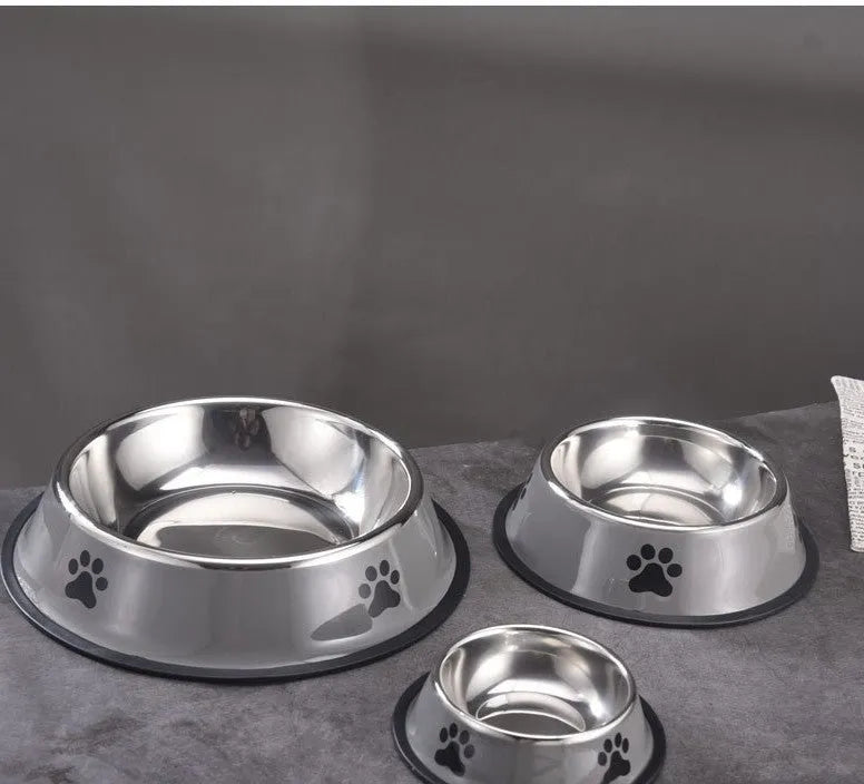 Purrfect Pet Kingdom® - Printed Non-slip Bowl Cat Stainless Steel Food Basin Rice - Bowls
