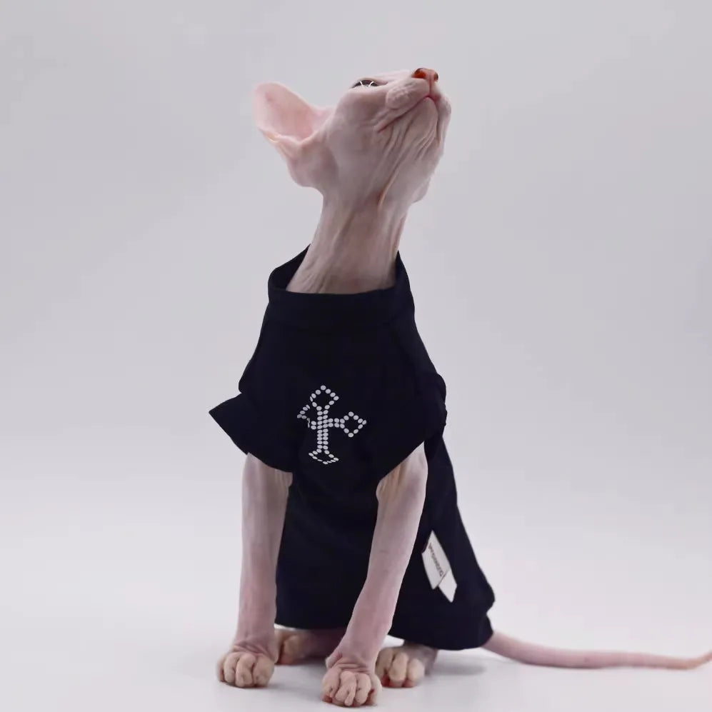 Purrfect Pet Kingdom® - Pure Cotton Sphynx Hairless Cat Stylish Thin Vest Base Layer - Pet Sweaters