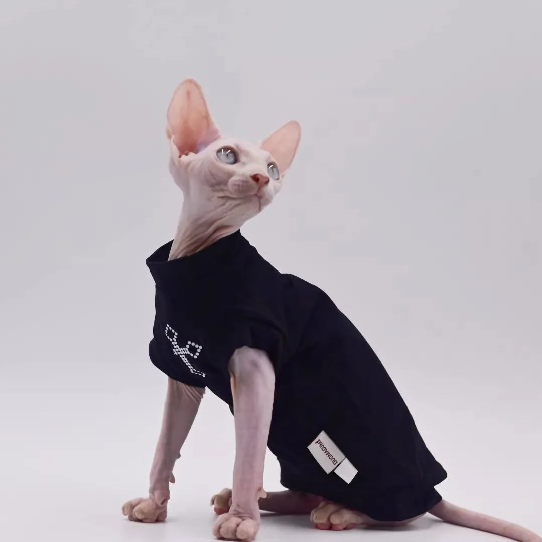 Purrfect Pet Kingdom® - Pure Cotton Sphynx Hairless Cat Stylish Thin Vest Base Layer - Pet Sweaters
