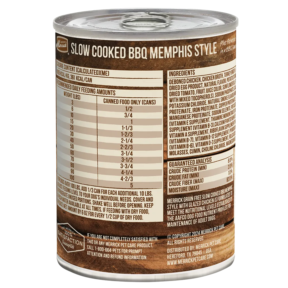 Purrfect Pet Kingdom - Purrfect Pet Kingdom Merrick Slow Cooked Grain Free Adult BBQ Memphis Chicken Wet Dog Food (12.7oz)...