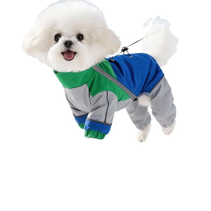 Purrfect Pet Kingdom® - Reflective Color Block Dog Jumpsuit, Waterproof Four-legged - 4